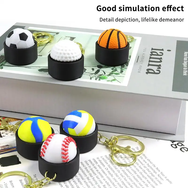 3D Printed Sports Ball Clicker Keychain Basketball Football Fidget Button Toy for Kids Teenagers Fun Gift Classroom Office