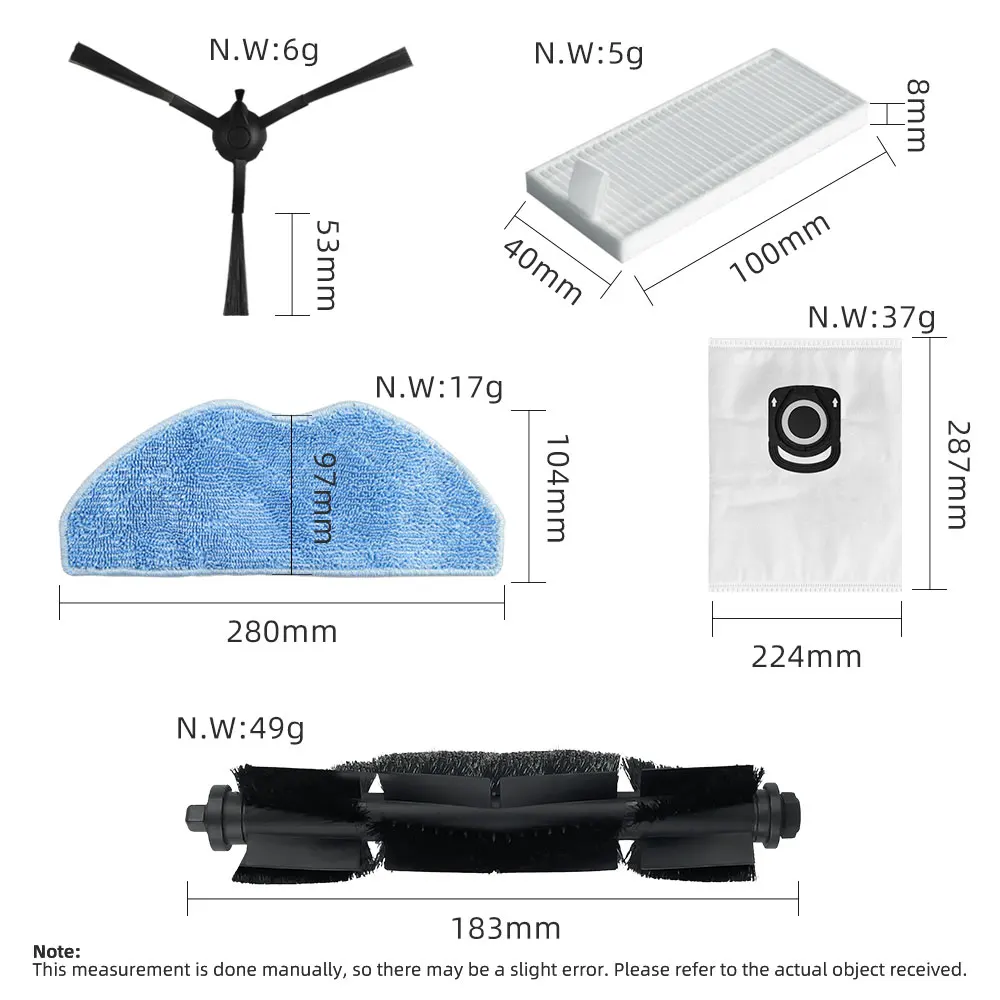 Fit For TP-Link Tapo RV10 / RV10 Plus / RV20 Mop / RV20 Mop Plus / RV30 / RV30 Plus Parts Main Side Brush Filter Mop Dust Bag