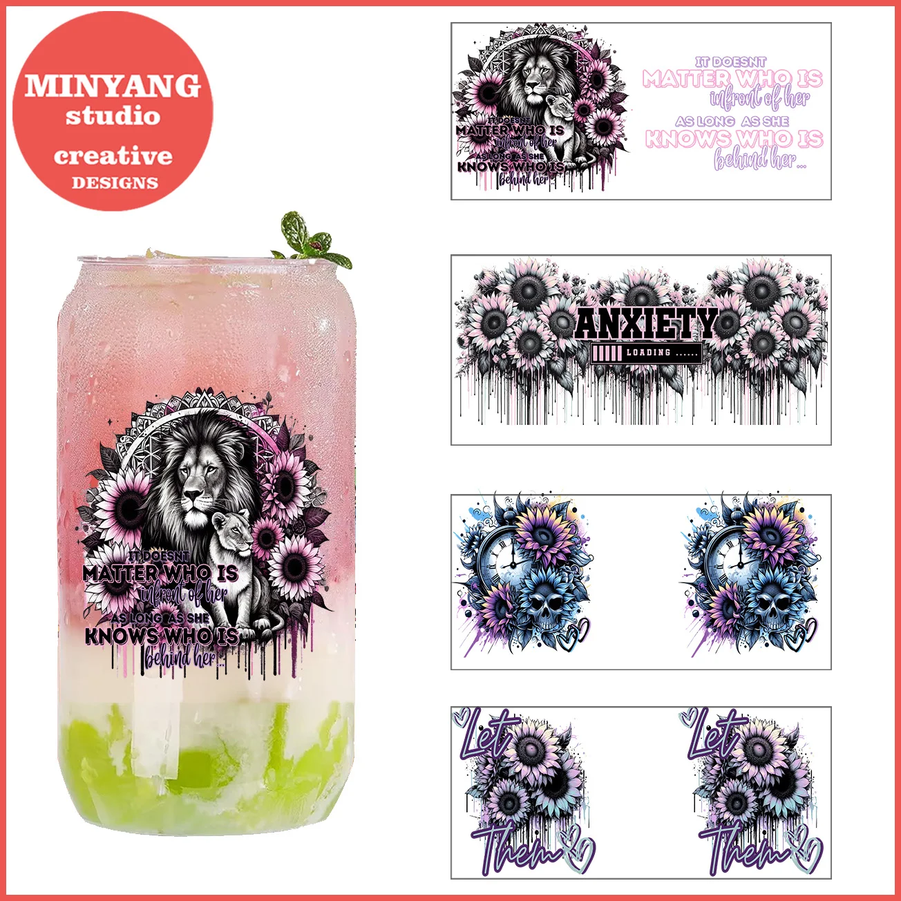 

Tattoo pattern peel waterproof DIY Decals 3D transfers uvdtf crystal stickers 16oz uv dtf cup wraps for Libbey Glasses