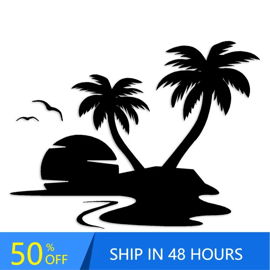 

Tropical Island Palm TreesDecal Cool Camper Van Walls Laptop Motor Home Waterproof Vinyl Decal Accessory Retro