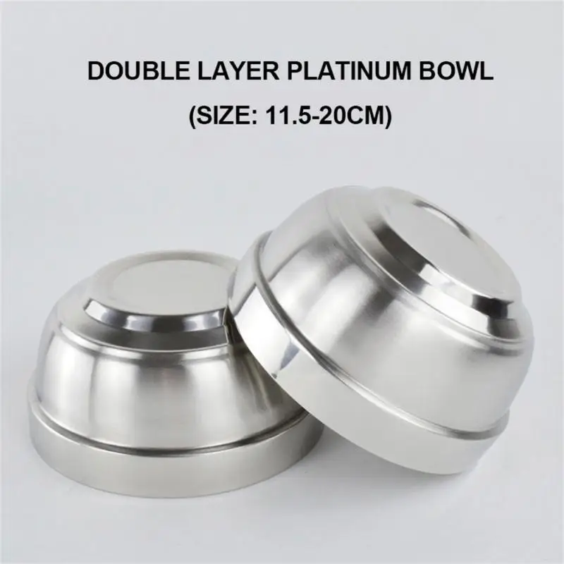 Anti Scalding Bowls 304 Stainless Steel Double-layer Thick Durable Soup Rice Bowls Kindergarten Children's Canteen Bowl