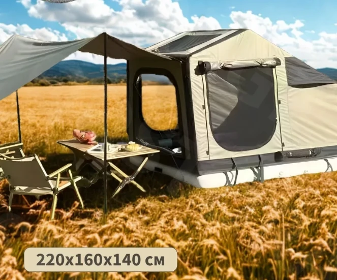 Rainproof Sun Protective Inflatable Camping Tent with Telescopic Ladder for Outdoor Recreation