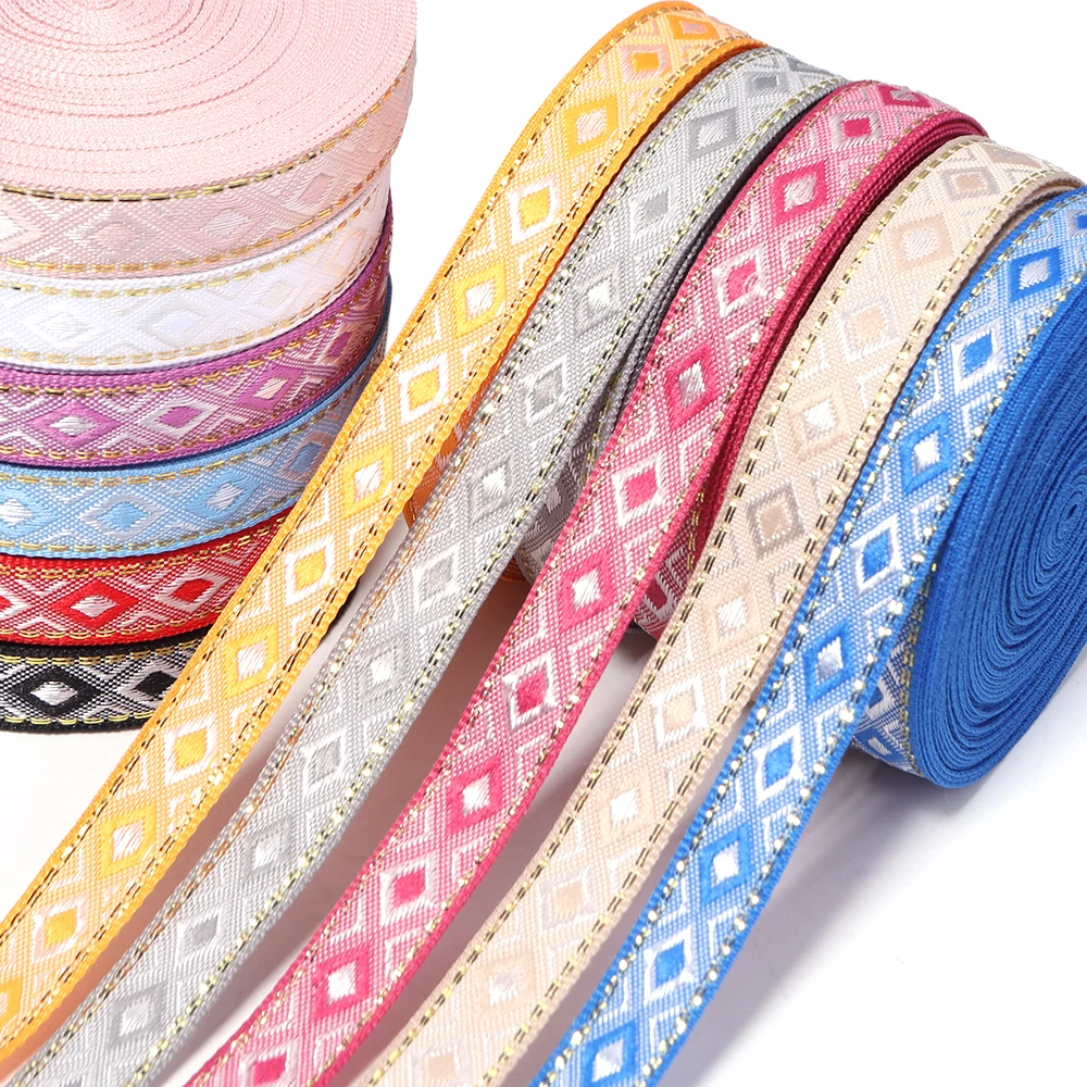 5Yards 1.2cm Colorful Ethnic Embroidered Jacquard Ribbon For Clothes Bag Trim Decoration Gift Wrapping DIY Headwear Accessories