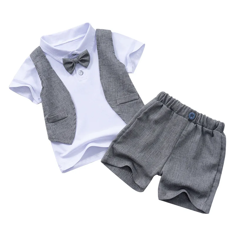 Summer New Baby Boy Clothes Sets T-shirt Shirt + Shorts Suit Casual Boys Clothing 1-5 Years