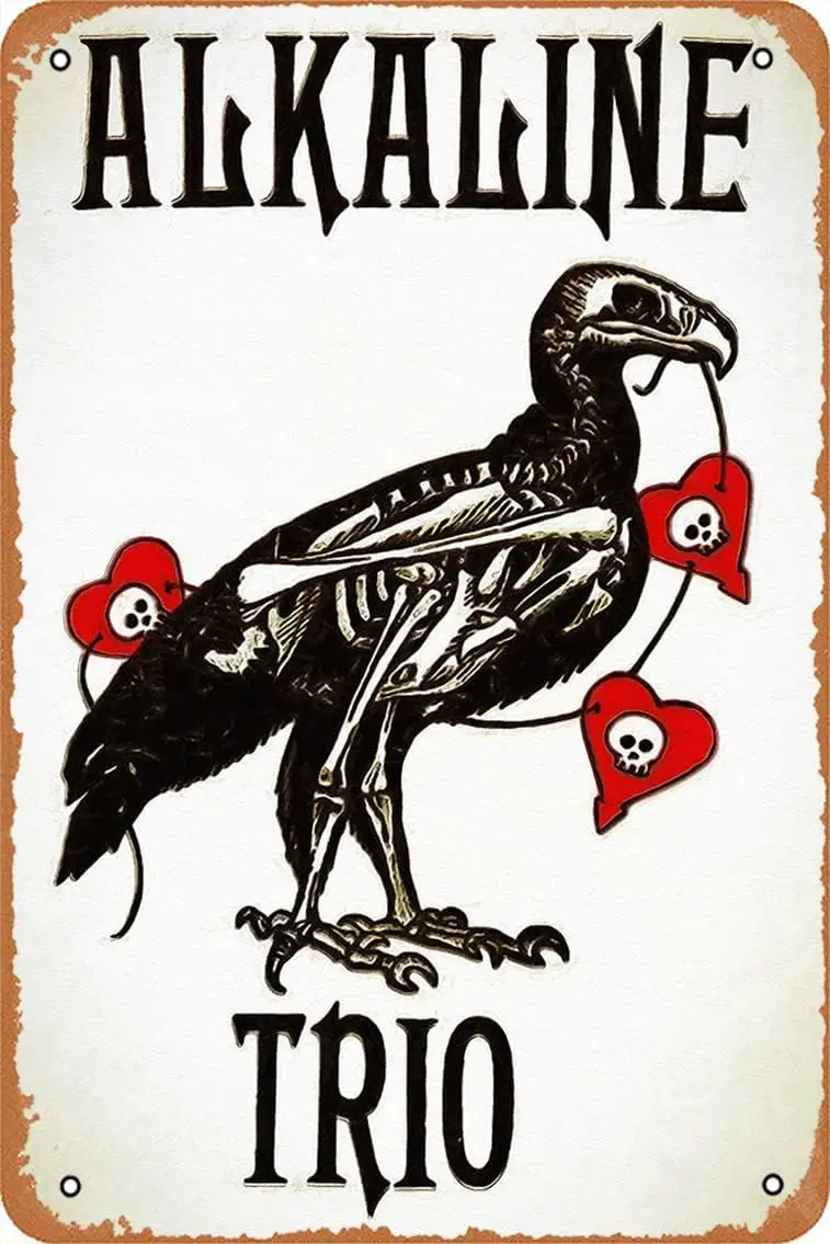 Muecddoa Música Letreros de metal Vintage Alcalino Trio Pop Punk Band Poster Celebridades; Músicos Arte de la pared Decoración retro Letrero de estaño
