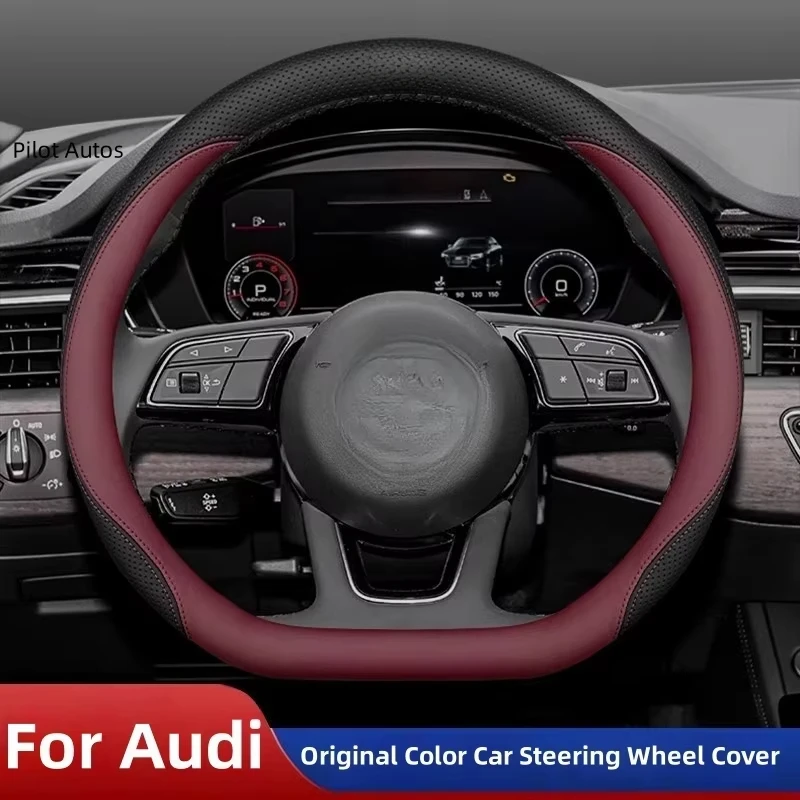 Original Colour For Audi Car Steering Wheel Cover Interior Genuine Leather Breathe Nappa Fit Q3 Q5 A6 A3 A4 Q2