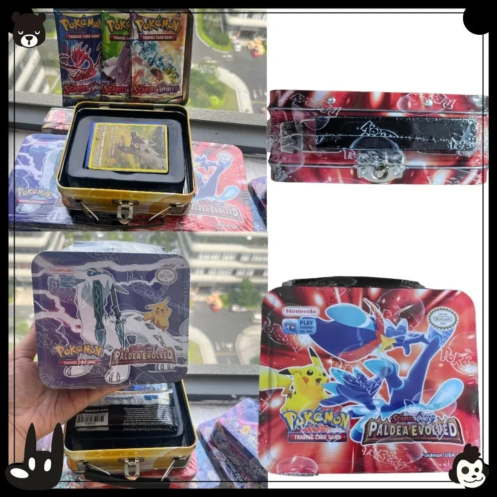 New popular boxed iron metal box Pok é mon battle toy with controller Pikachu game anime 68/210 English