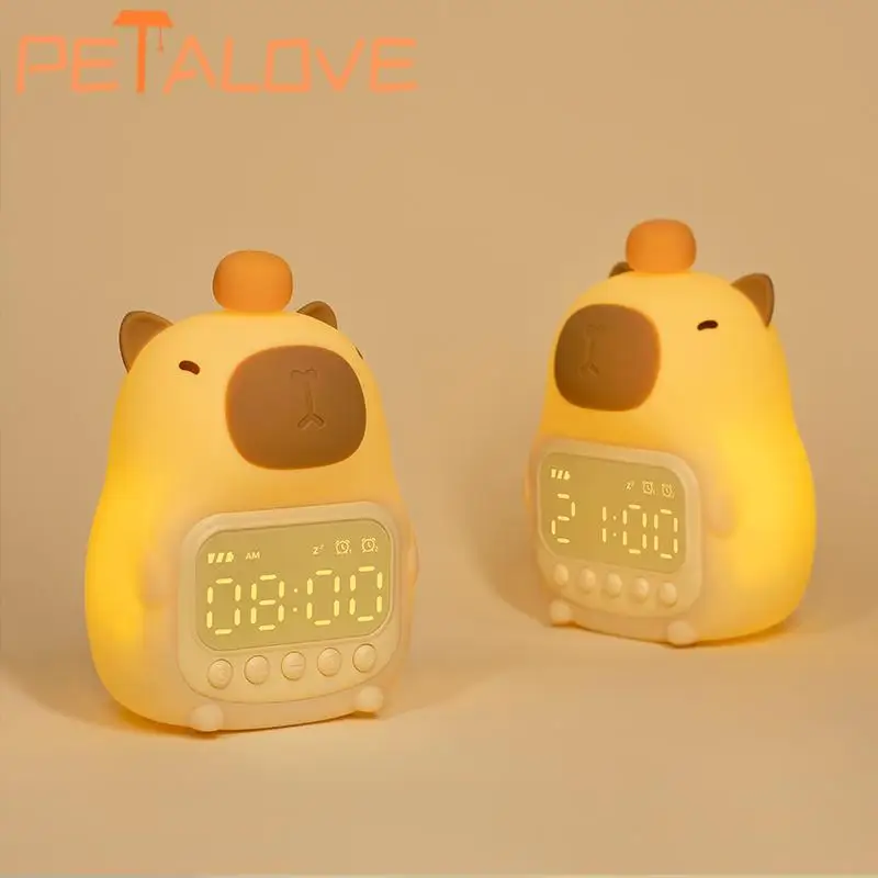 Capybara Alarm Clock Rechargeable Mobile Smart Settings Timing Silicone Lamp Unique Bedside Decoration Pat Brightness Adjustment