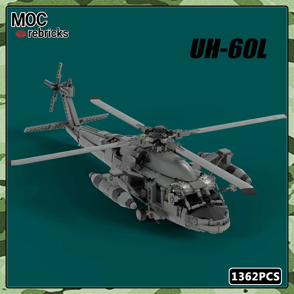 MOC Série Militaire UH-60L Black Hawk Hélicoptères Soldat Arme de Construction Soirées Ensemble DIY Jouets pour Enfants Cadeaux de Noël