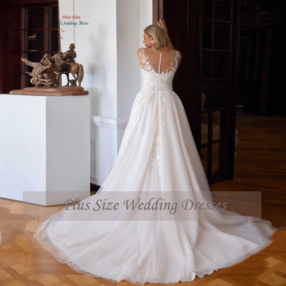 فساتين زفاف رائعة على شكل حرف a مقاس كبير ورقبة على شكل V وأكمام قصيرة فساتين العروس مزينة بالدانتيل طول الأرض تول فيستدو دي نويفا