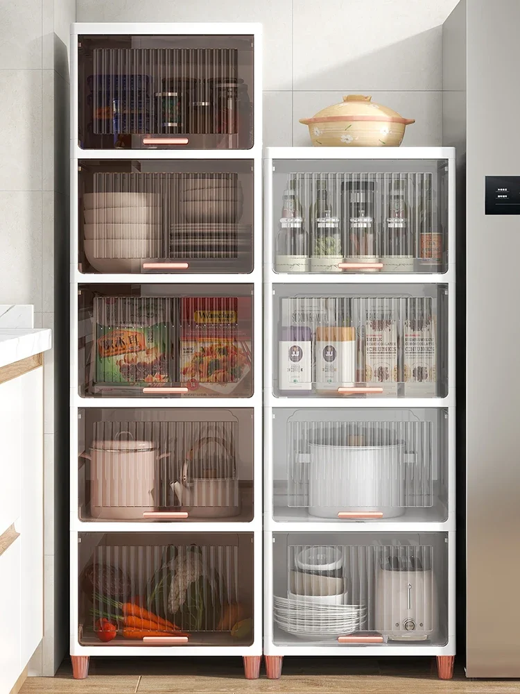 

Kitchen shelf floor with doors Living room multi-storey lockers Household storage racks with cracks snacks storage cabinets.