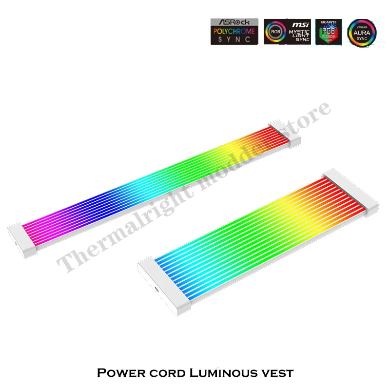 RGB Cover For Computer PSU Extension Cables, PC Cabinet Lighting Decoration For GPU 8PinX2 / 8PinX3, ATX 24Pin