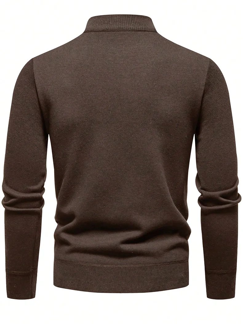 US-Größe Herren 1/4-Reißverschluss Pullover Stehkragen Freizeitpullover Leicht Weich Bequem Strickware Schwarz Grün Beige – Detail 3