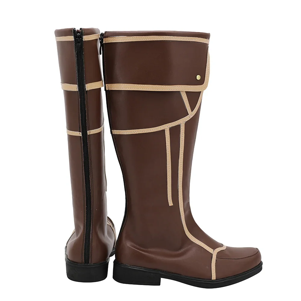 Final Nette-Bottes de cosplay Cid Aulstyne pour hommes et femmes, chaussures en cuir marron, sur mesure, n'importe quelle taille, type 0