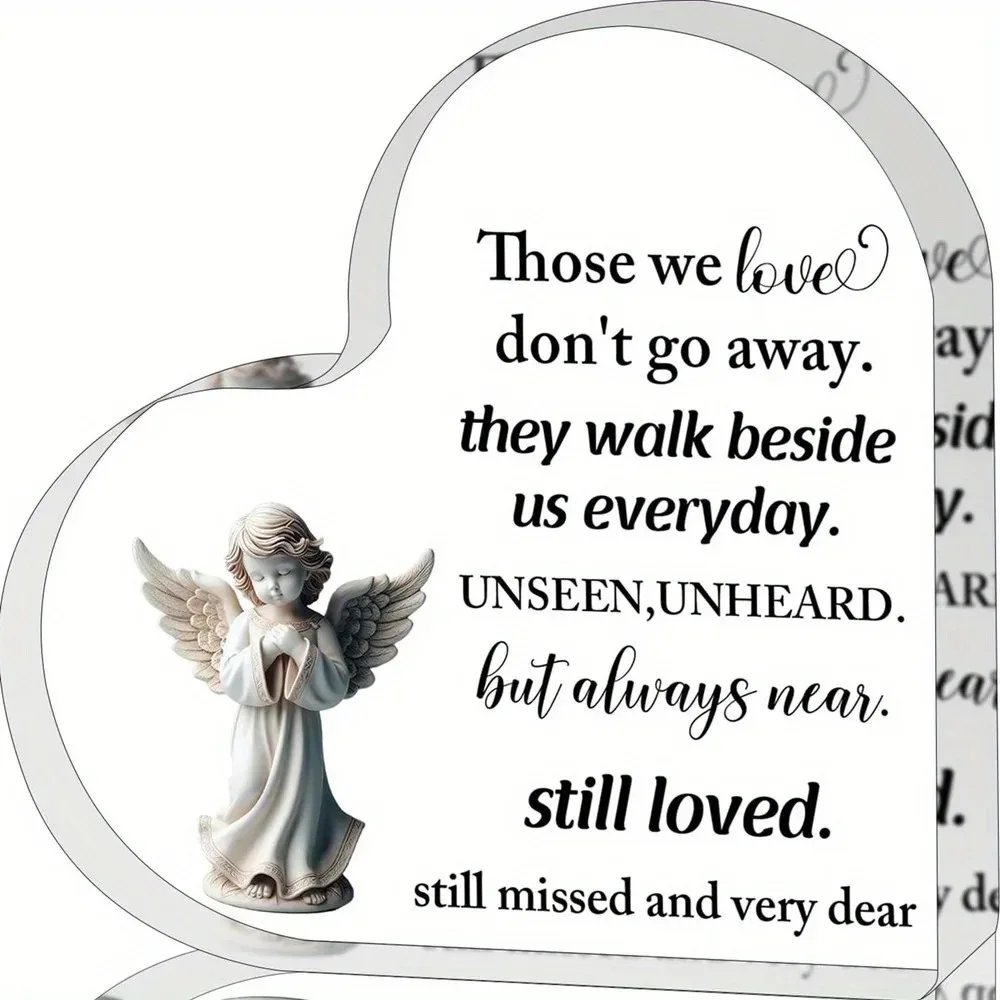 CIFBUY Acrylic Heart Plaque Memorial Gift for Dad Mom Loss Family Sympathy Remembrance Decor Home Wall Hanging Keepsake Ornament
