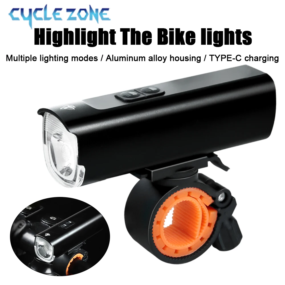 

Aluminum Alloy Bike Light Hoisting TYPE-C Rechargeable MTB Bicycle Front Lamp Headlight Bicycle Lighting Cycling Accessories