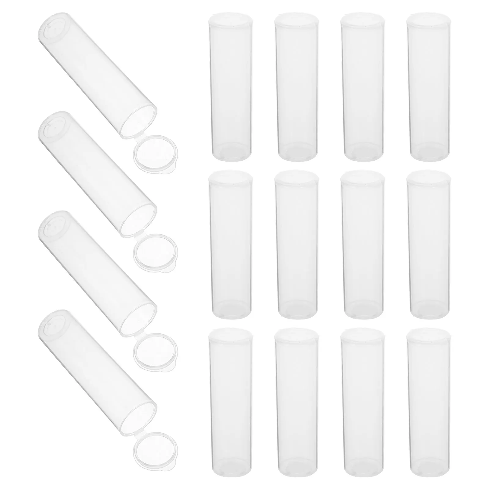 

30pcs Flip Top Storage Containers Clear Plastic Tubes Sealed Waterproof For Beads Coins Medicine Crafts Food Stationery Tube