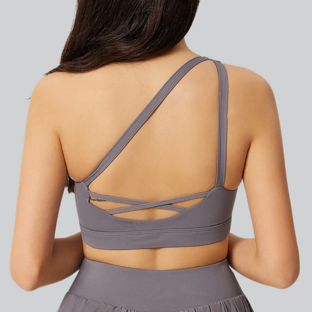 

Women's One Shoulder Sport Bra Yoga Top Women Shockproof Fitness Bras Push Up Workout Running Gym Vest Sports Underwear