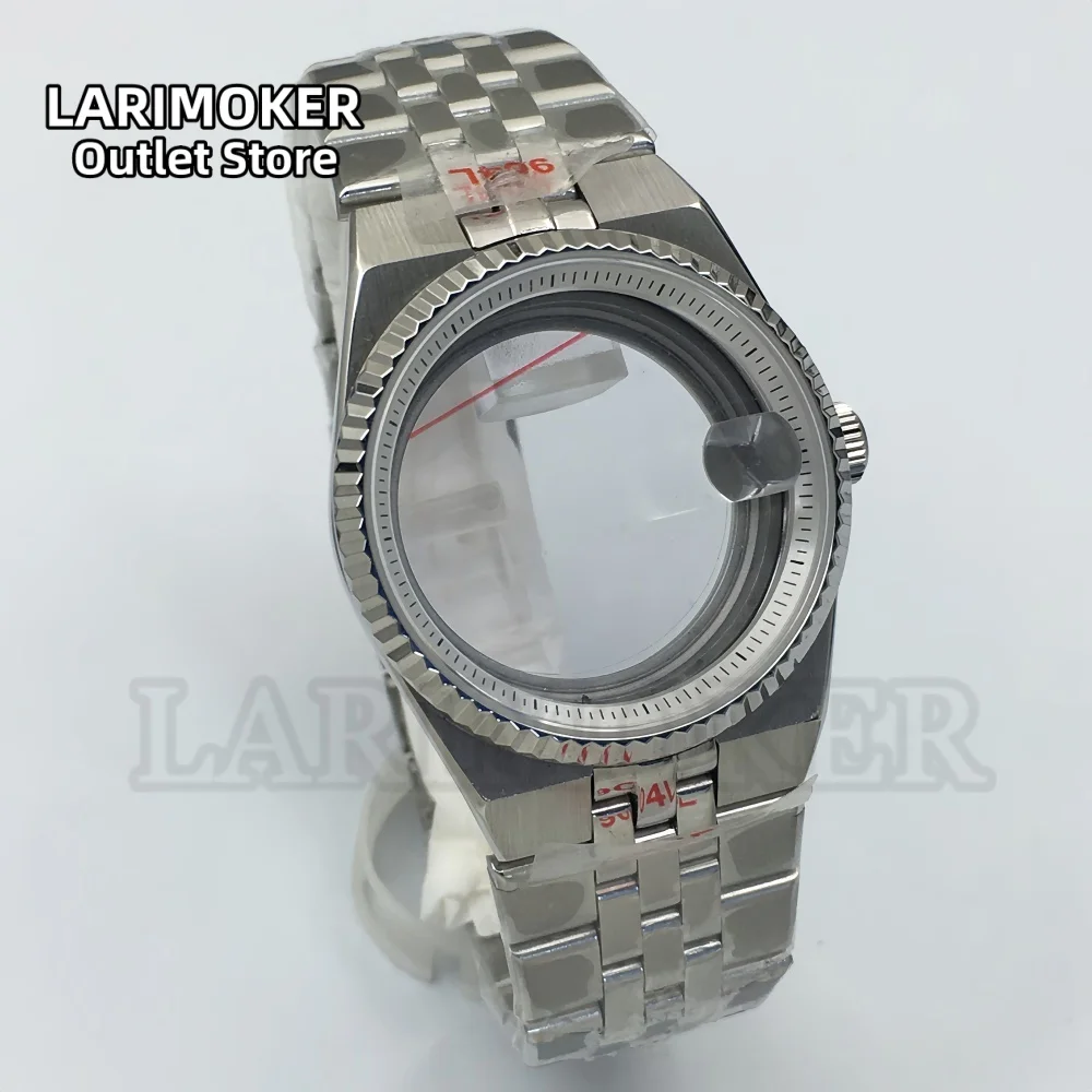 LARIMOKER 36MM/40MM lunette cannelée boîtier en acier inoxydable cercle d'ombre intérieur verre saphir étanche pour boîtier de montre de mouvement NH35