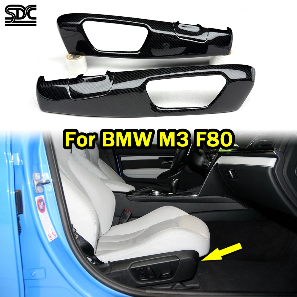 

For BMW M3 F80 2014-2018 M3 Competition Sedan Real Dry Carbon Fibre Seat Side Control Trim Covers 4 Pcs/set Add on