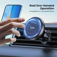 TOPK for Magsafe Car Phone Holder,Powerful Magnetism Premium Quality Single-Hand Operation Metal Hook Magnetic Car Phone Mount 6