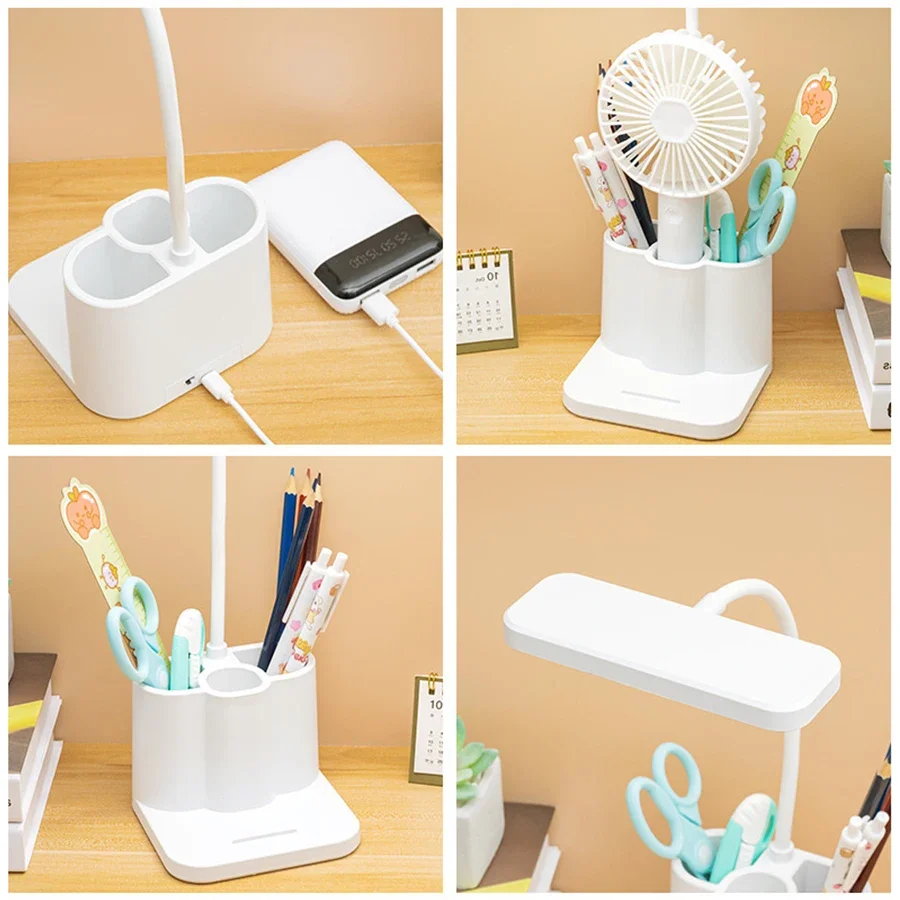 LED Desk Lamps Rechargeable Table Lamp Touch Dimmable Eye Protection Light with Pen Holder Night Light Student Reading Light