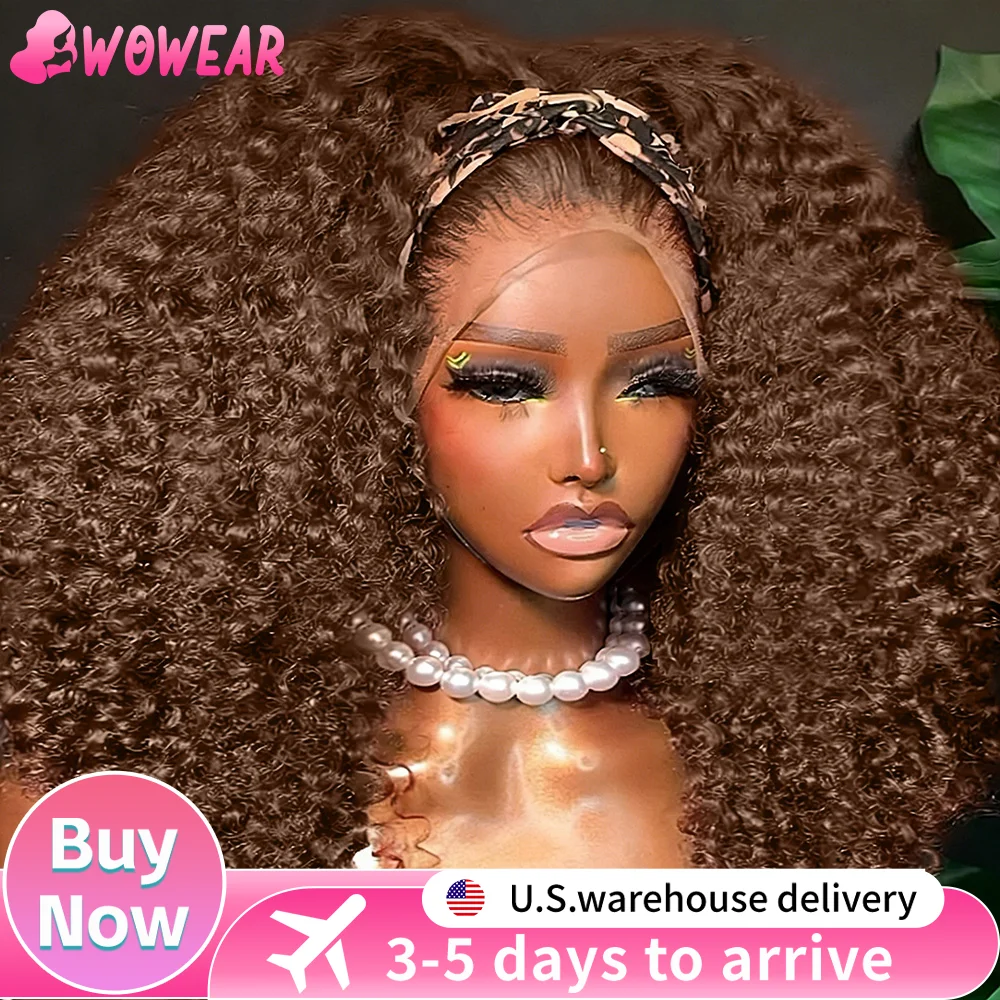 

Шоколадно-коричневый парик из человеческих волос Глубокая волна 13x6 HD Парик фронта шнурка Вьющиеся парики Цвет 13x4 Прозрачный кружевной фронтальный водный волнистый человеческий