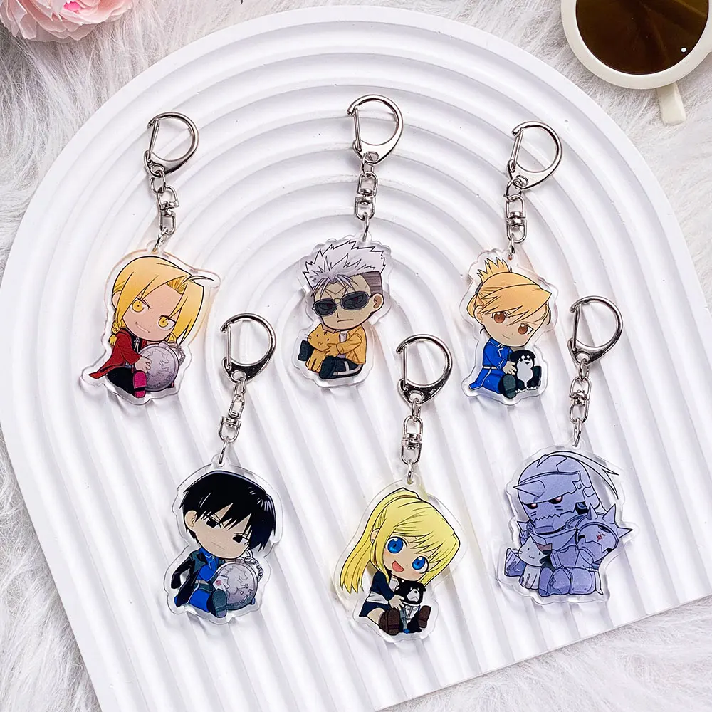 Personajes de Anime Fullmetal Alchemist acrílico llavero de coche accesorios bolso encanto lindo mochila colgante llavero regalos para amigos