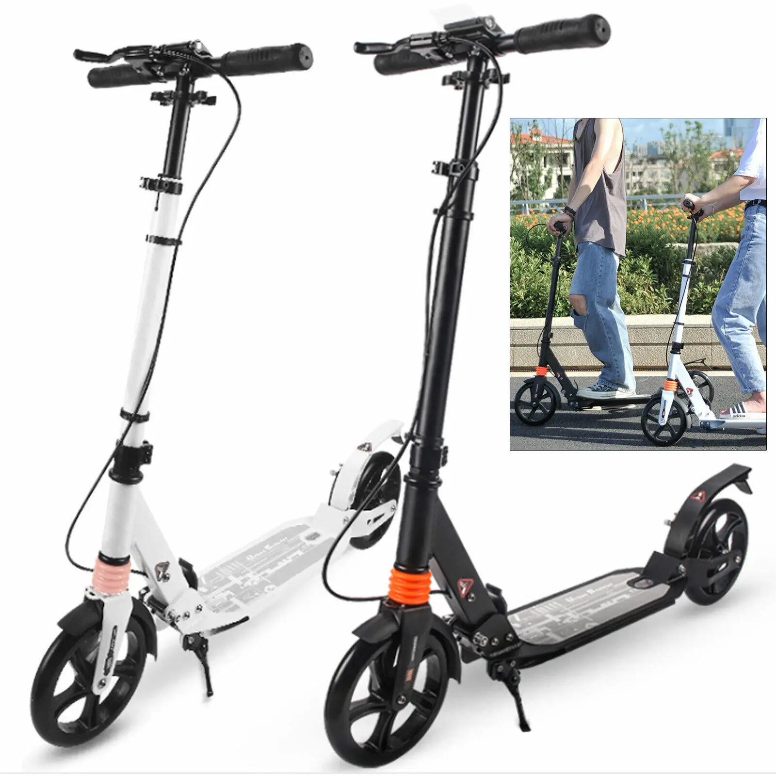 Kids Adult Foldable Scooter City Scooter 200mm Wheel with Handbrake