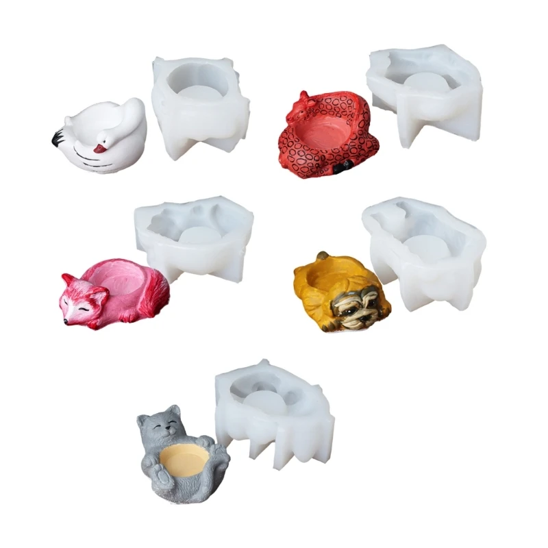 Y4QE Resin Epoxy Molds Animal Holder Molds Silicone Texture for Craft
