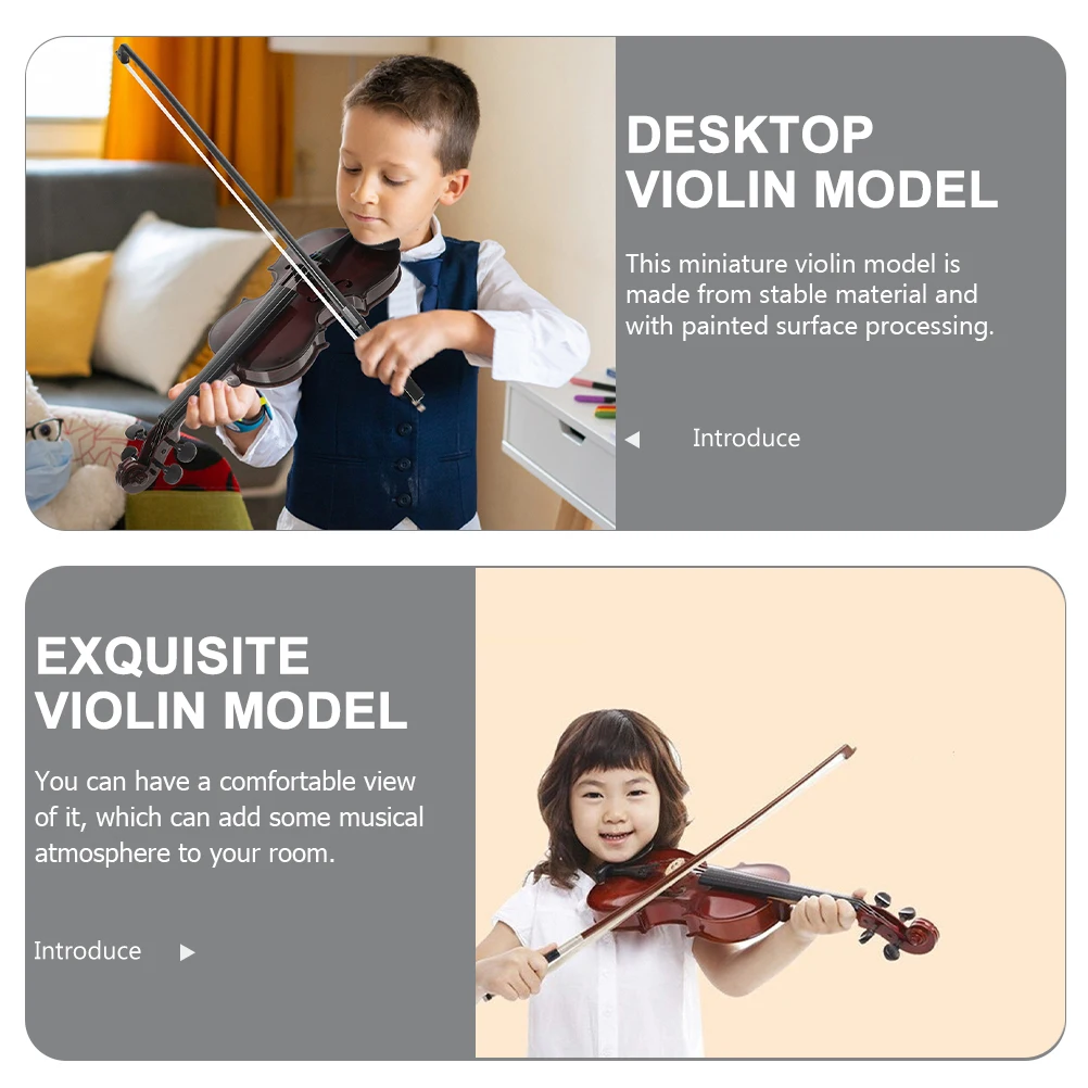 مجموعة واحدة من زخرفة الكمان المصغرة الرائعة أداة تنوير الموسيقى الإبداعية للأطفال لبيت المزرعة الريفية