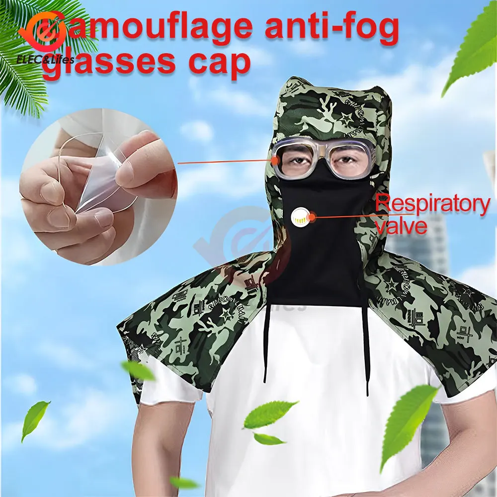 Full Protective Welding Hood for Men Washable Breathable Welding Neck Cover Flame-Retardant Protective Welding Cap With Glasses