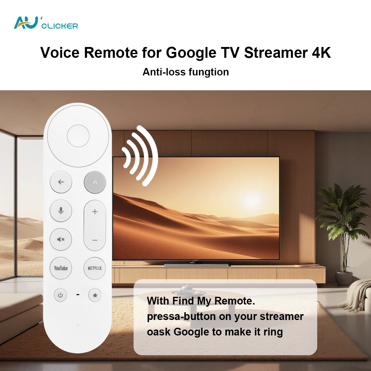 New RC-BT1991-V1 Replacement Remote Control Fit For Google TV Streamer 4K HDR Voice Remote Control with Find My Remote Feature view 6