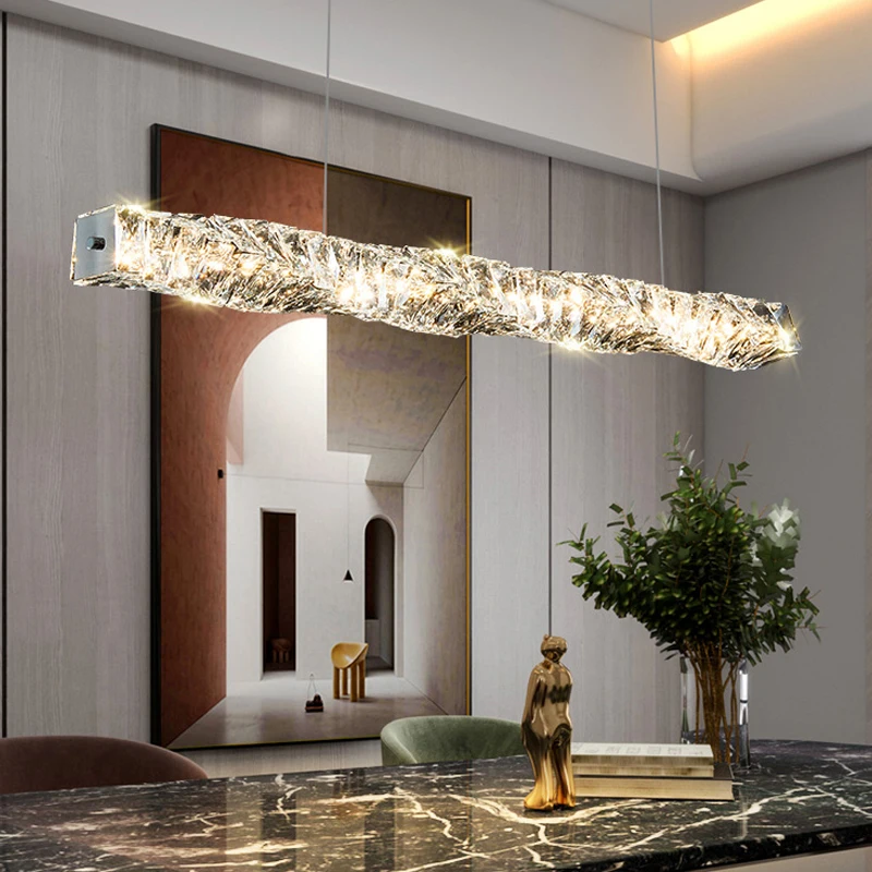 

Modern Luxury Style Crystal Chandelier LED Dining Room Kitchen Table Living Room Bedroom Lamp Chrome Atmosphere Pendant Lights