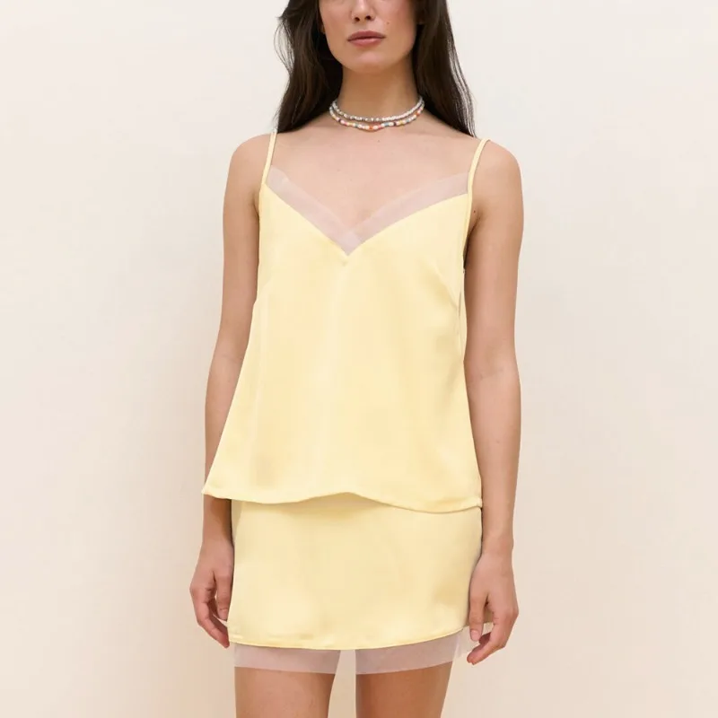 

Tuularose Summer Skirt 2-piece Set Women's Sexy Mesh Patchwork Camisole Casual Skirt Set New Party Commuting Female Dress Sets