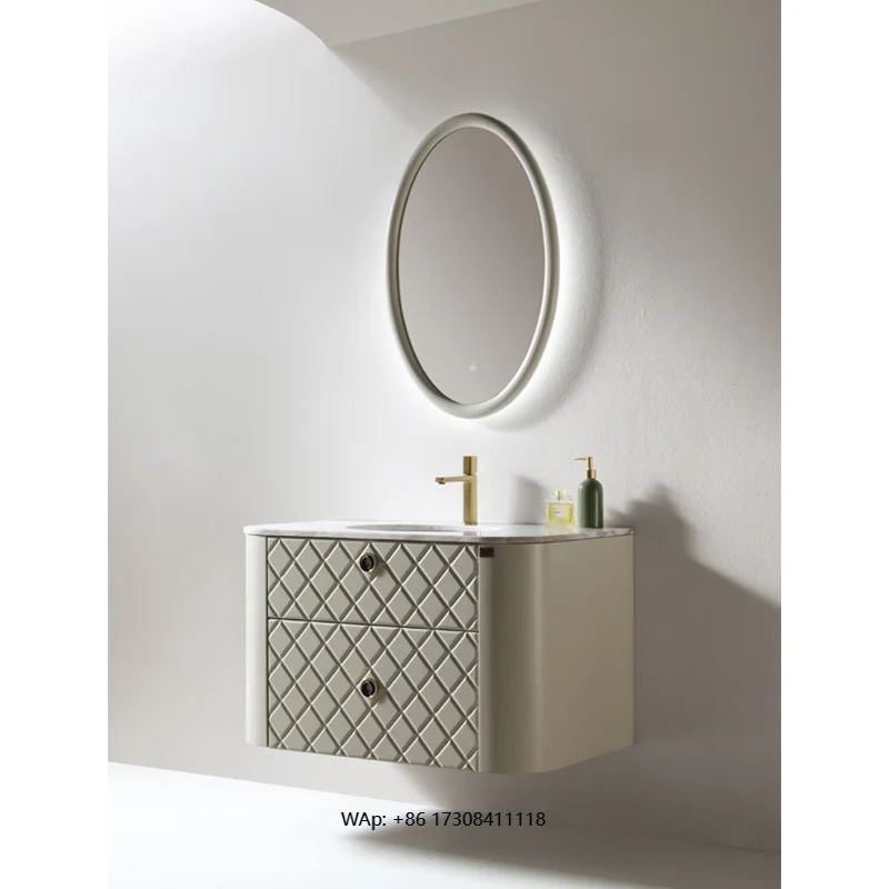 

Popular Modern Wall Mounted Bathroom Vanity with Sink Bathroom Cabinet With Led Mirror