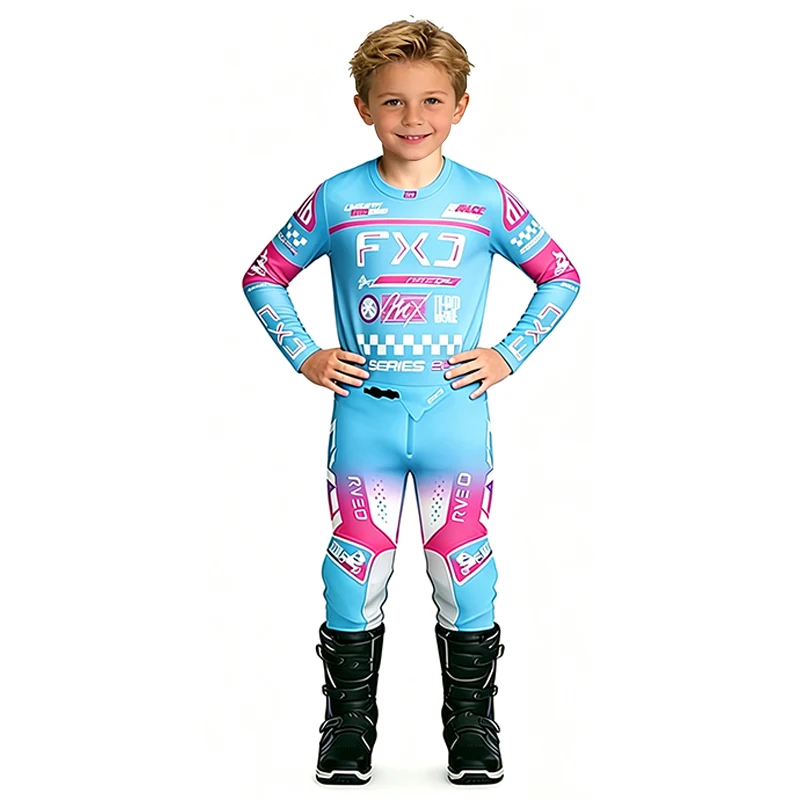 Motocross child set Motorcycle jersey and pants kids clothing big boy girl Youth mx gear set Customized Number Name racing suit