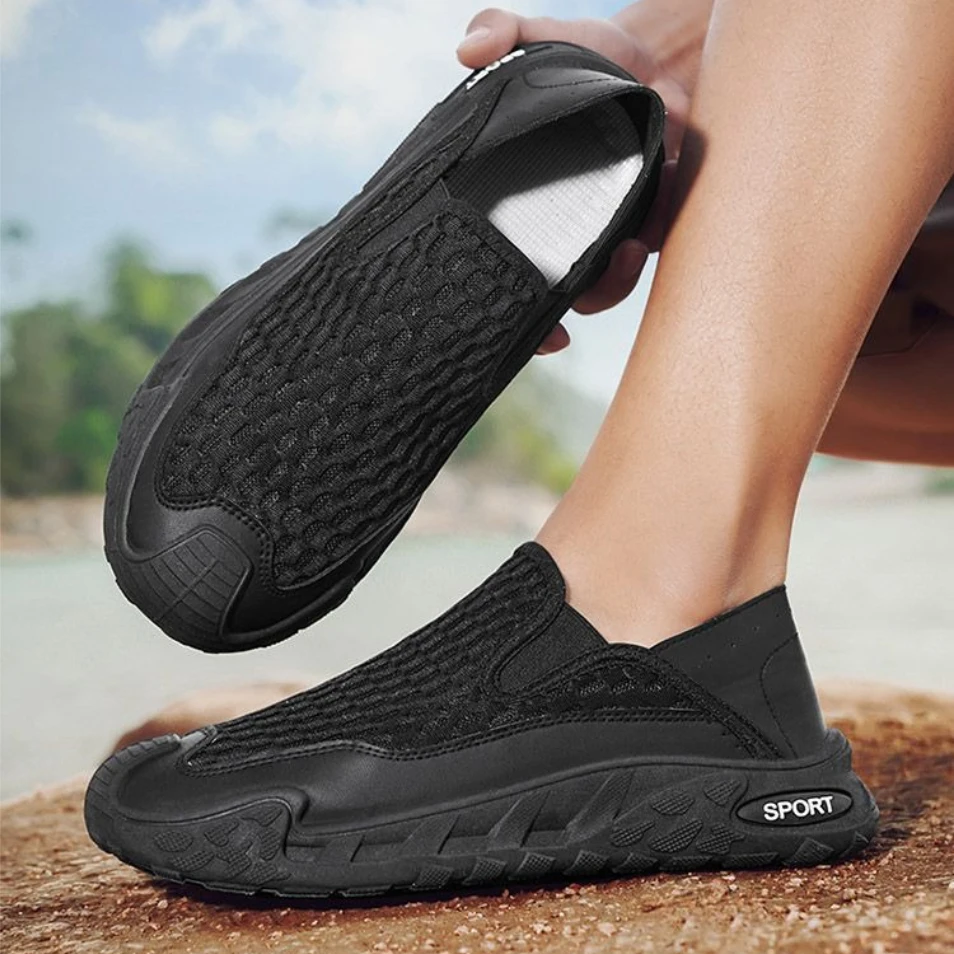 

Мужская спортивная обувь без шнуровки на толстой платформе с сетчатым верхом, дышащие унисекс, оригинальные модные удобные прогулочные мужские повседневные кроссовки