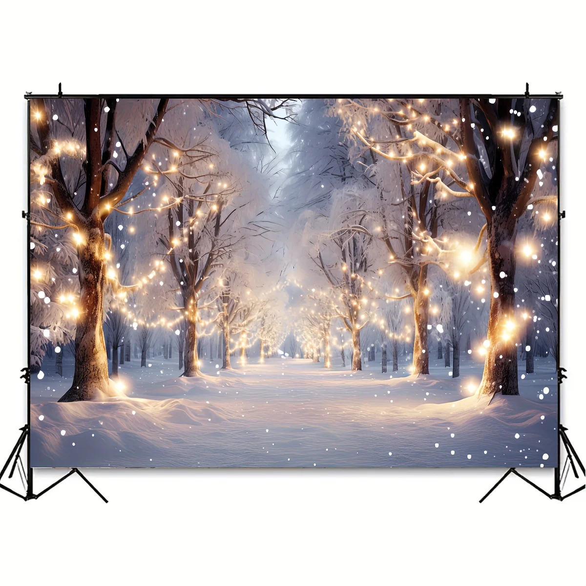 Winter Scene Background Wonderland Snowflake Photography Flash Snow Forest Christmas Party Decoration