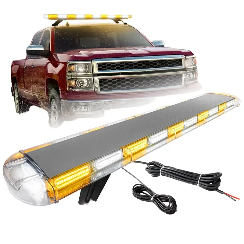 Pinzhi New 47 Inch 130W 12V LED High Intensity Emergency Warning Flashing Beacon Low Profile Rooftop Strobe Light Bar Spot