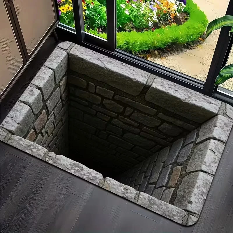 VIKAMA 3D Optical Illusion Welcome Door Mat Dirt Resistant Easy Clean  Home Decor Carpet for Bedroom Kitchen Porch