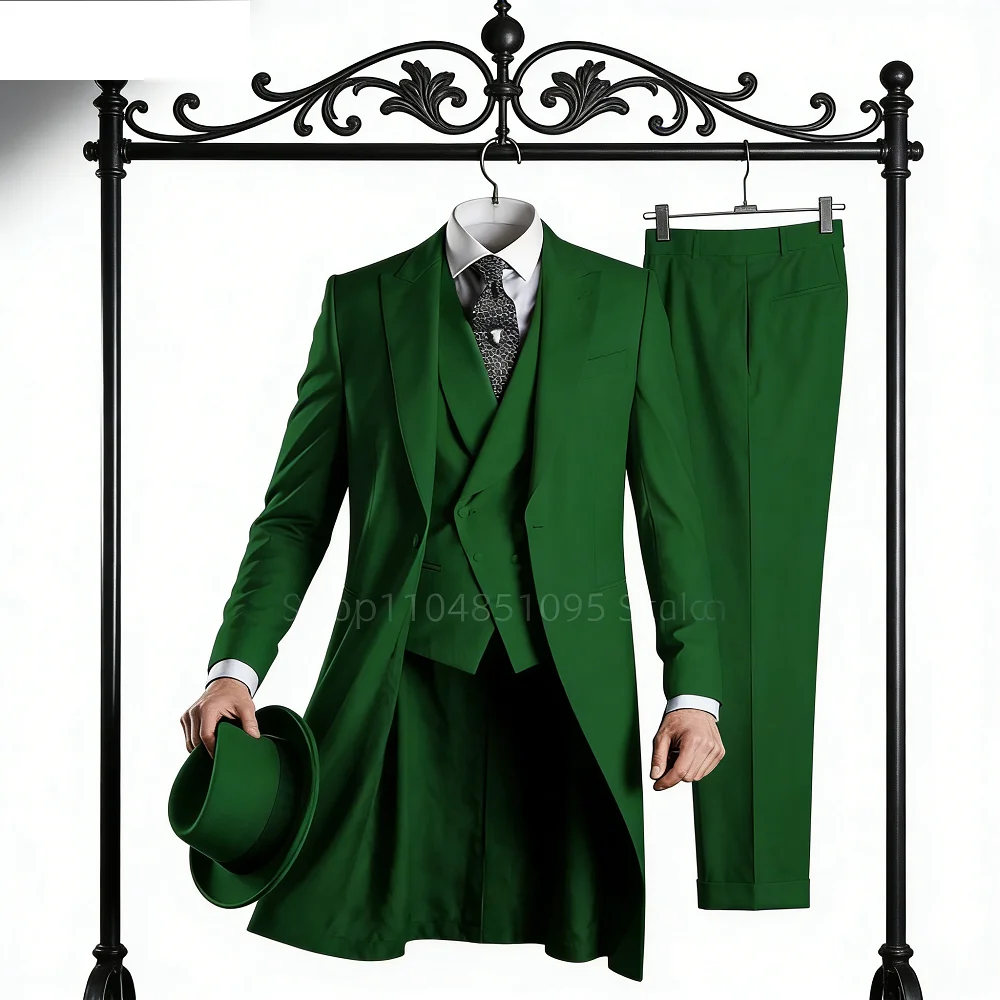 

Костюм для мужчин на свадьбу, красный, 3 предмета, смокинг для жениха, формальный, для выпускного бала, модный комплект