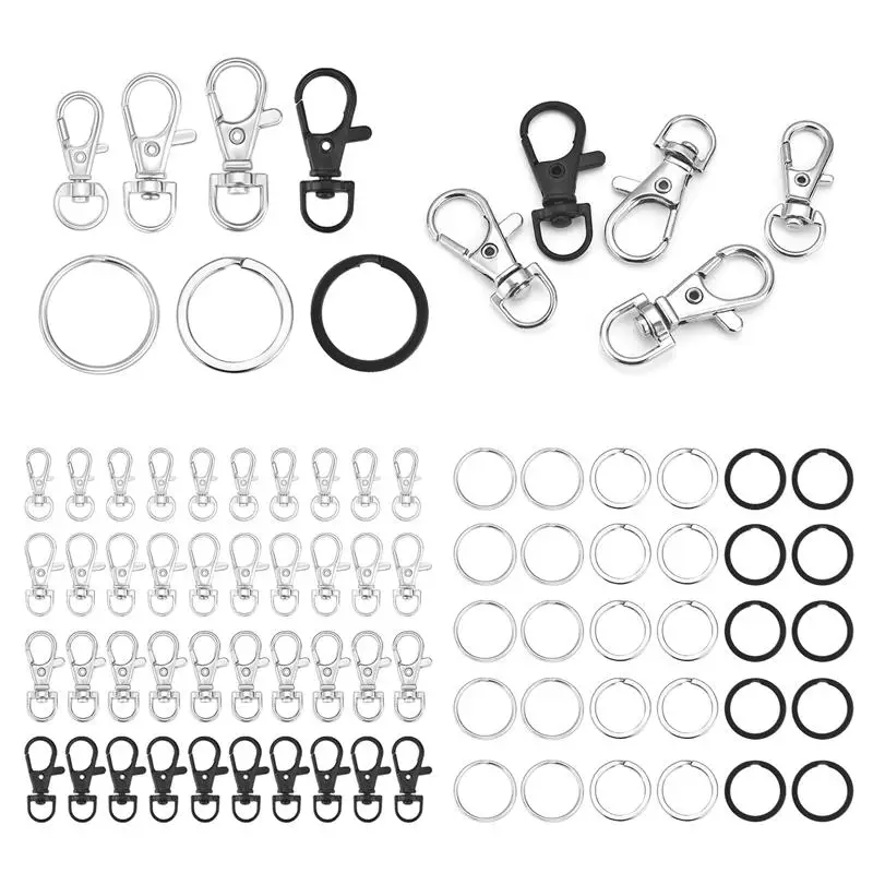 

20/60pcs Keychain Sets Lobster Buckle Lanyard Snap Hook Open Jump Rings Connectors Findings DIY Keychain Jewelry Making Supplies