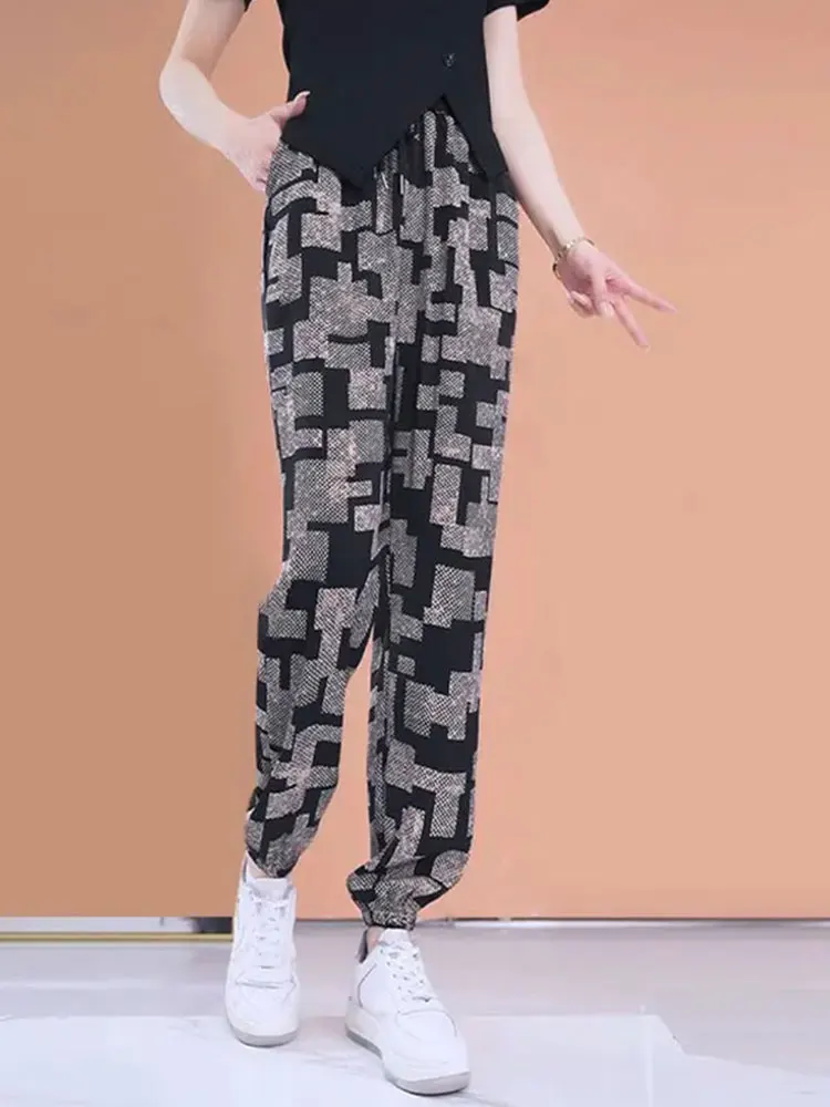 

Women's Summer Thin Quick Dry Pants Ice Silk Casual Harlan Loose Nine Points Sports Loose Fit Trousers Street Style High Waist