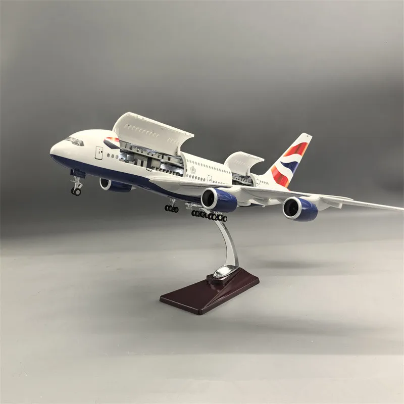 

Diecast Model British Airways A380 Airways Resin Openable Cabin Door Airplane With Light Airline Collection Display Gifts