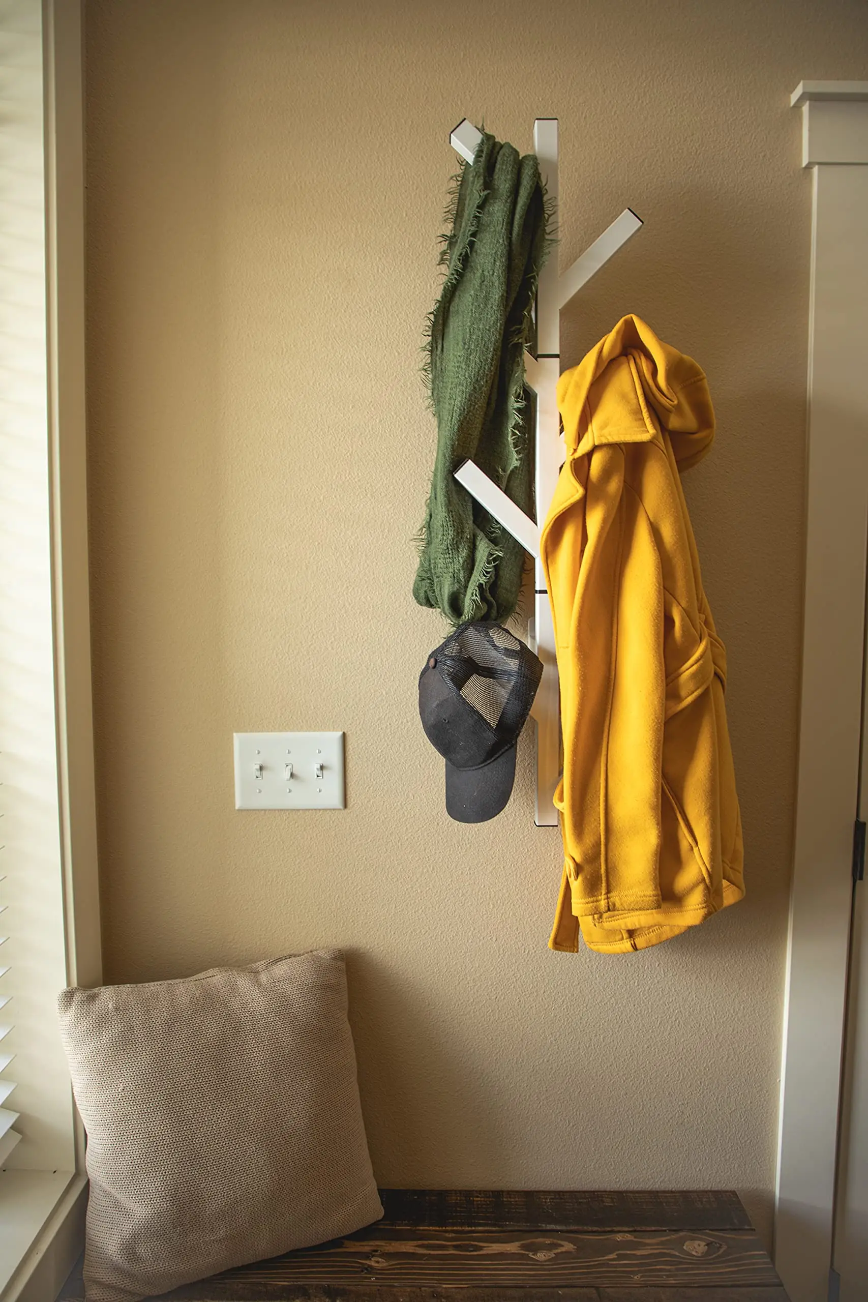 Living room wall-mounted premium metal hat coat rack