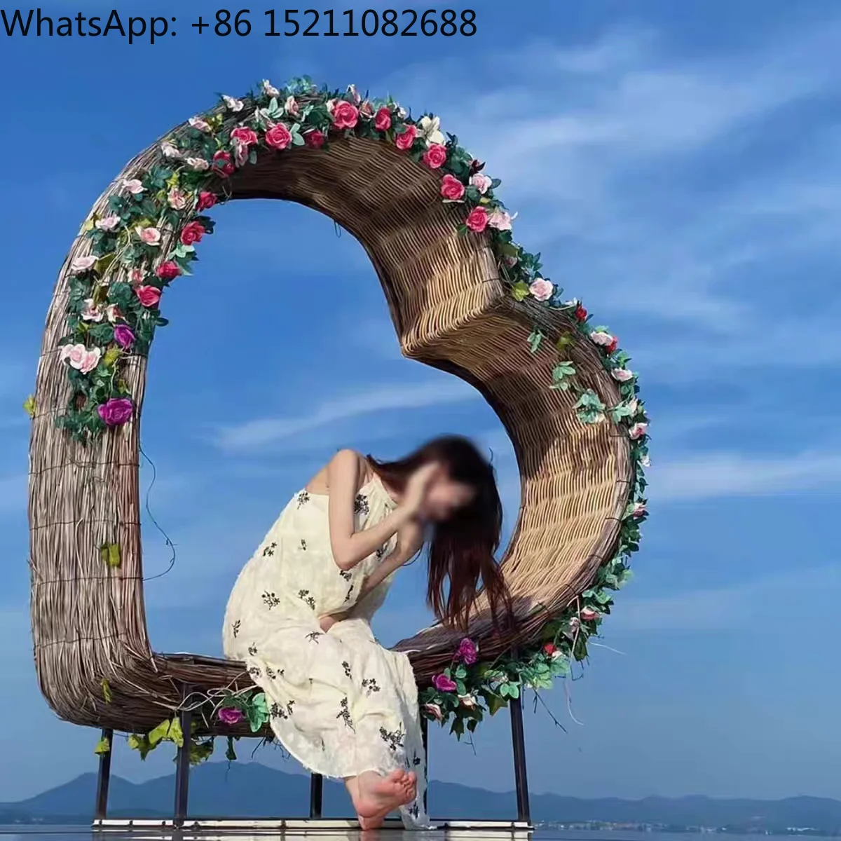 SCY scenic rattan creative clock in landscape floor ornaments B & B camping love swing chair