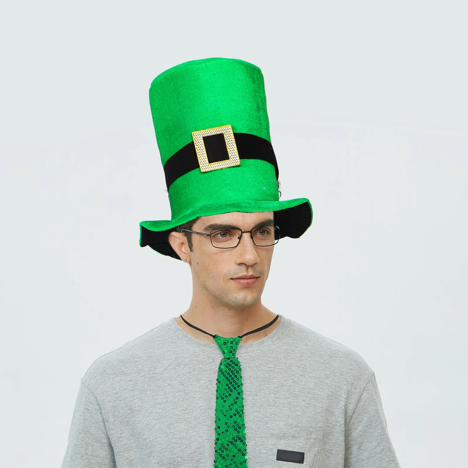 1Set St Patrick's Day Festival Shamrock-kostuumaccessoires Groene hoed Stropdas Badge Armband Feestartikelen Ierse viering