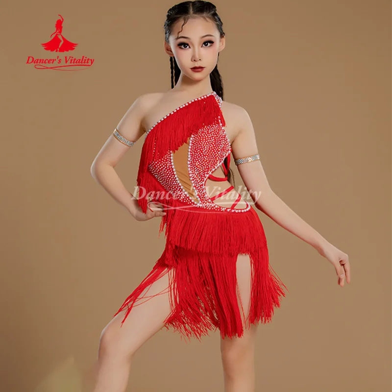 أزياء أداء الرقص اللاتيني للفتيات فساتين هامشية من أحجار AB للكبار والأطفال فساتين لاتينية مخصصة