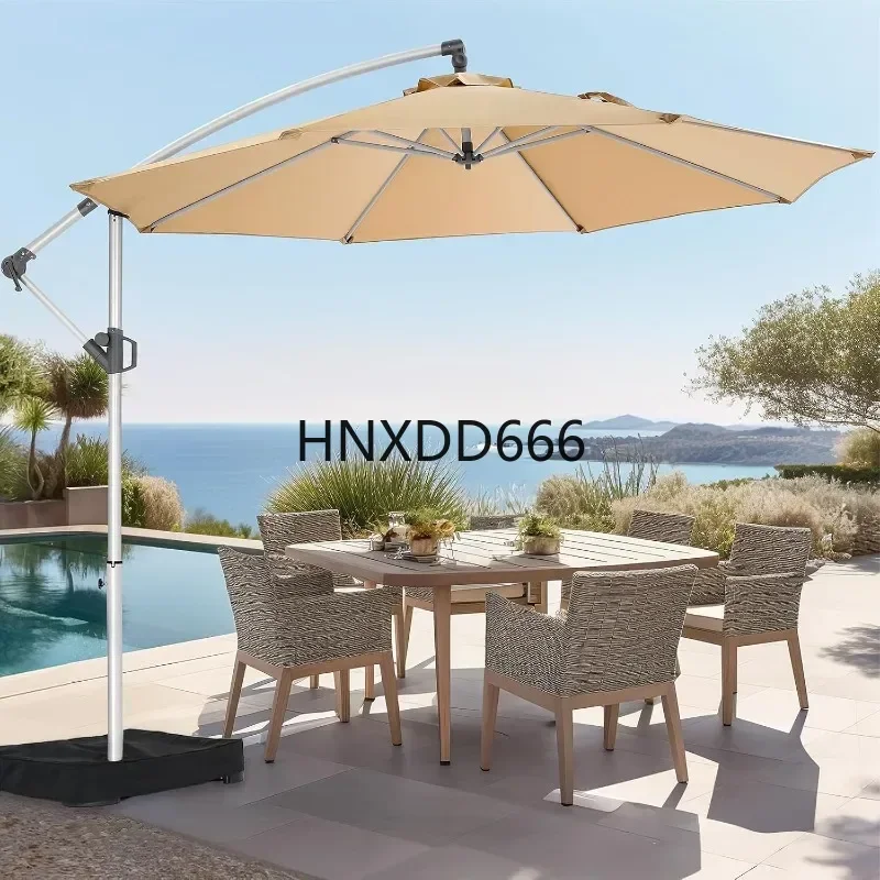 

10ft Aluminum Offset Patio Umbrella with Base Included, Cantilever Hanging Market Outdoor Umbrella